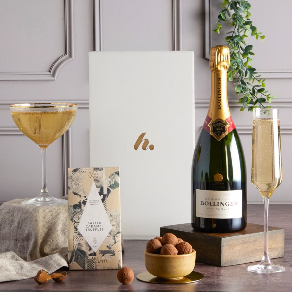 A carefully curated corporate gift hamper, perfect for celebrating a staff milestone 