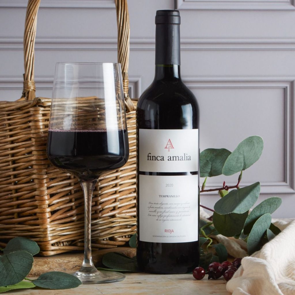 This image shows a luxury red wine featured in Gift Hampers by hampers.com