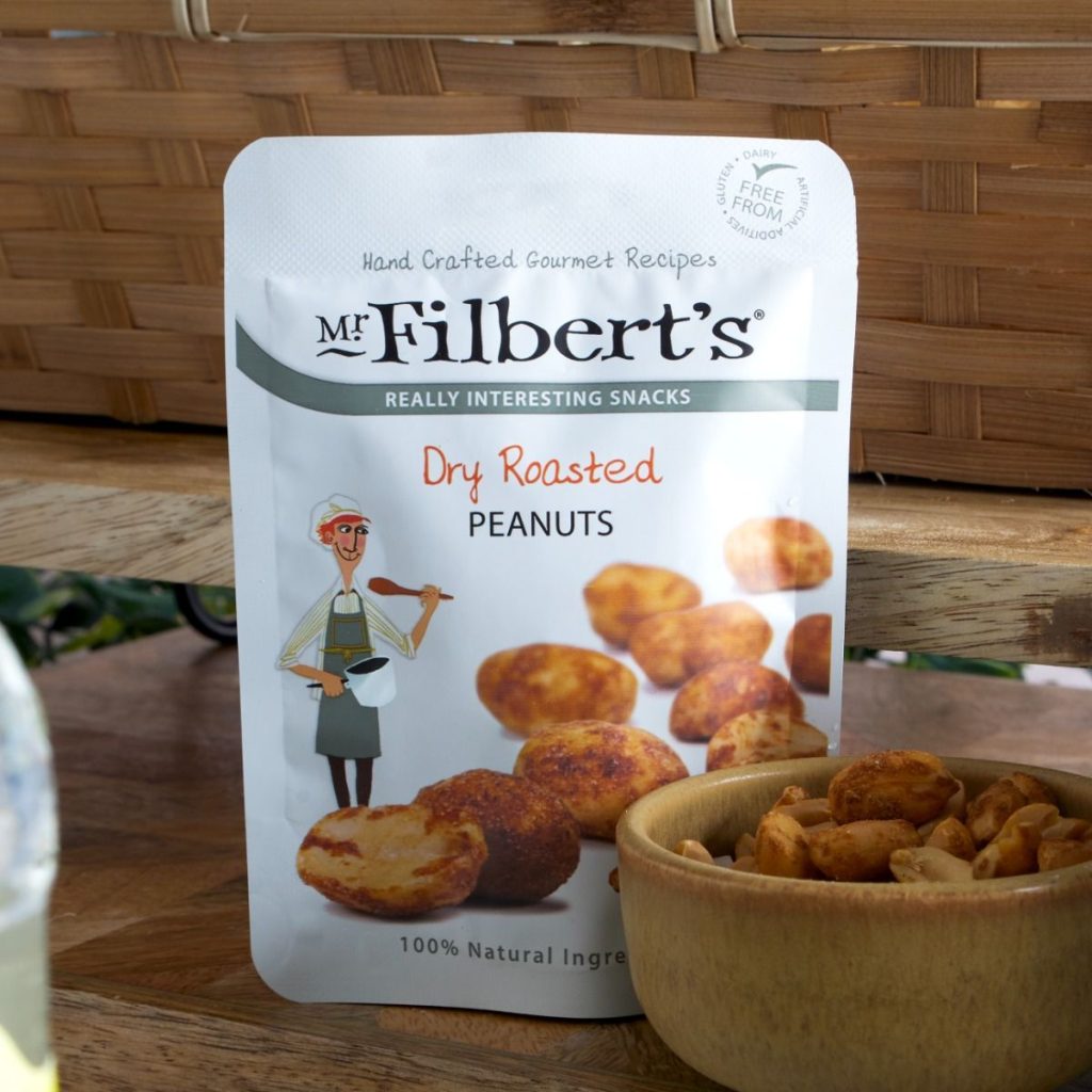 Mr Filbert's delicious snacks featuring in a hampers.com gift hamper
